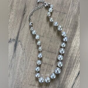Silver tone bead necklace